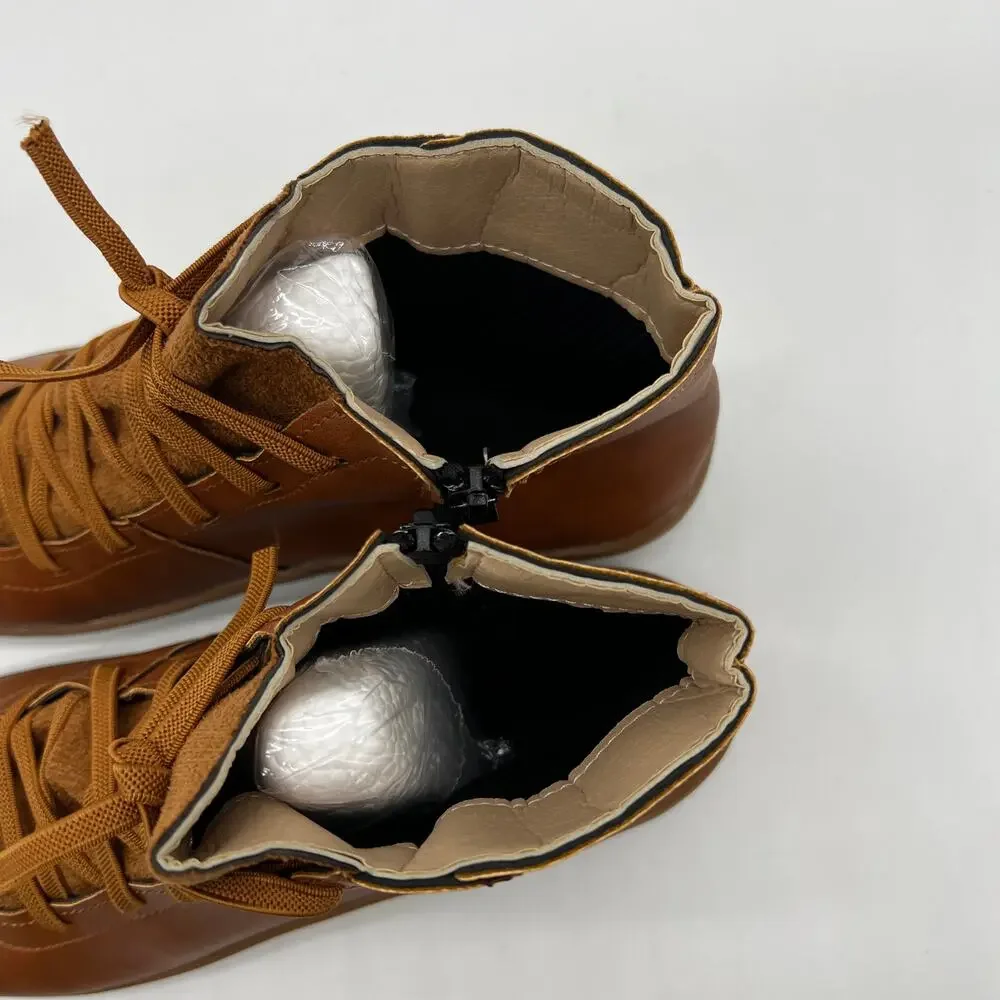 Ankle Boots Round Toe Casual Comfortable Lightweight Side Zipper Size 7US/ 38CN